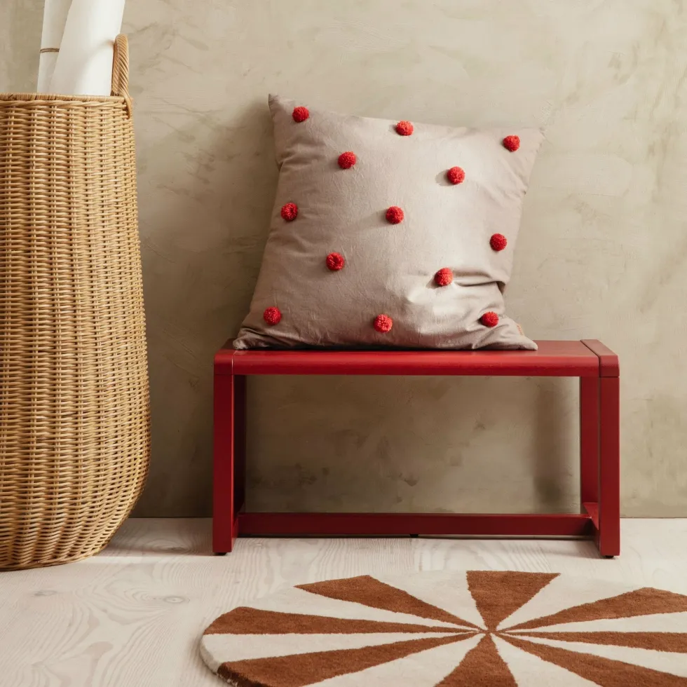 Tapis rond brique et blanc 70 cm Arch - Ferm Living