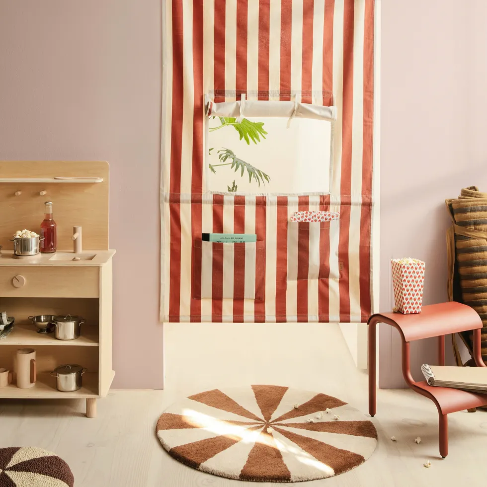 Tapis rond brique et blanc 70 cm Arch - Ferm Living