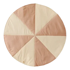 Tapis rond en coton et lin patchwork rose poudré - Moi Mili