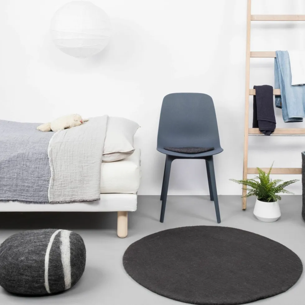 Tapis rond en laine anthracite 180 cm Kuno - myfelt