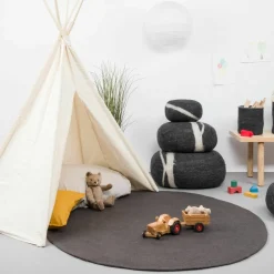 Tapis rond en laine anthracite 300 cm Kuno - myfelt