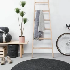 Tapis rond en laine anthracite marbré 140 cm Hugo - myfelt