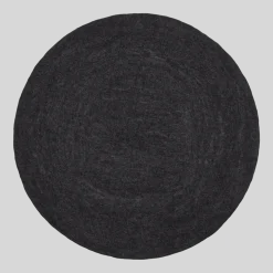 Tapis rond en laine anthracite marbré 140 cm Hugo - myfelt