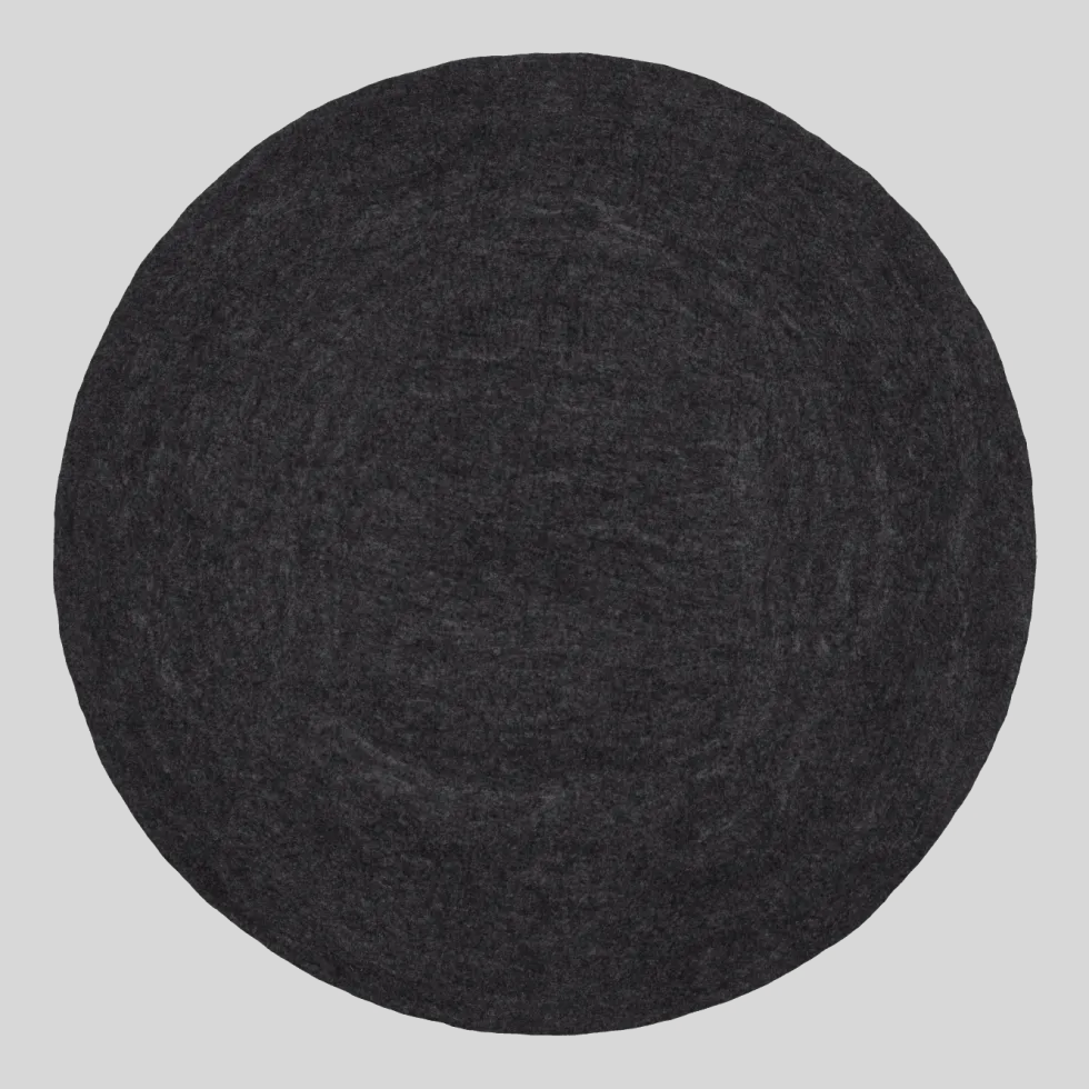 Tapis rond en laine anthracite marbré 140 cm Hugo - myfelt
