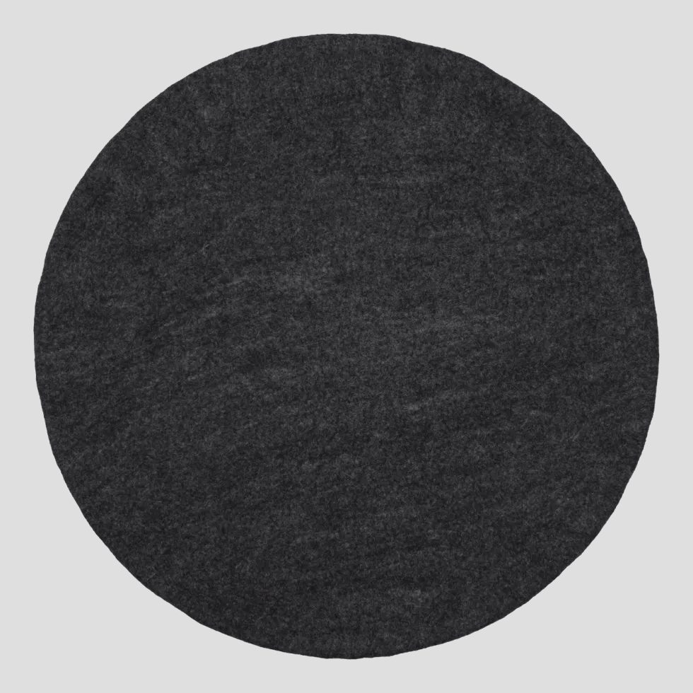Tapis rond en laine anthracite marbré 90 cm Hugo - myfelt