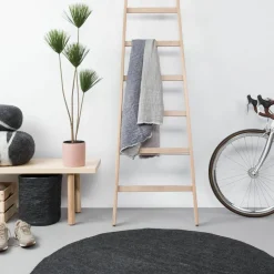 Tapis rond en laine anthracite marbré 90 cm Hugo - myfelt