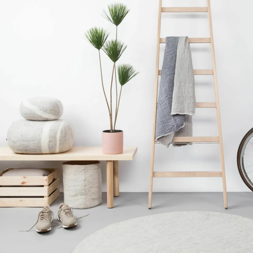 Tapis rond en laine beige marbré 120 cm Béla - myfelt