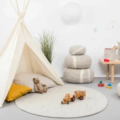 Tapis rond en laine beige marbré 120 cm Béla - myfelt