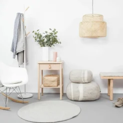 Tapis rond en laine beige marbré 120 cm Béla - myfelt