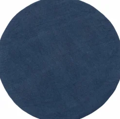 Tapis rond en laine bleu foncé 90 cm Alva - myfelt