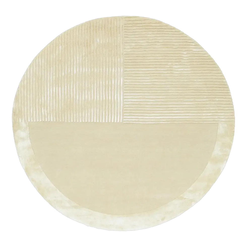 Tapis rond en laine et soie végétale blanc cassé 200cm Jess - Son-Tapis