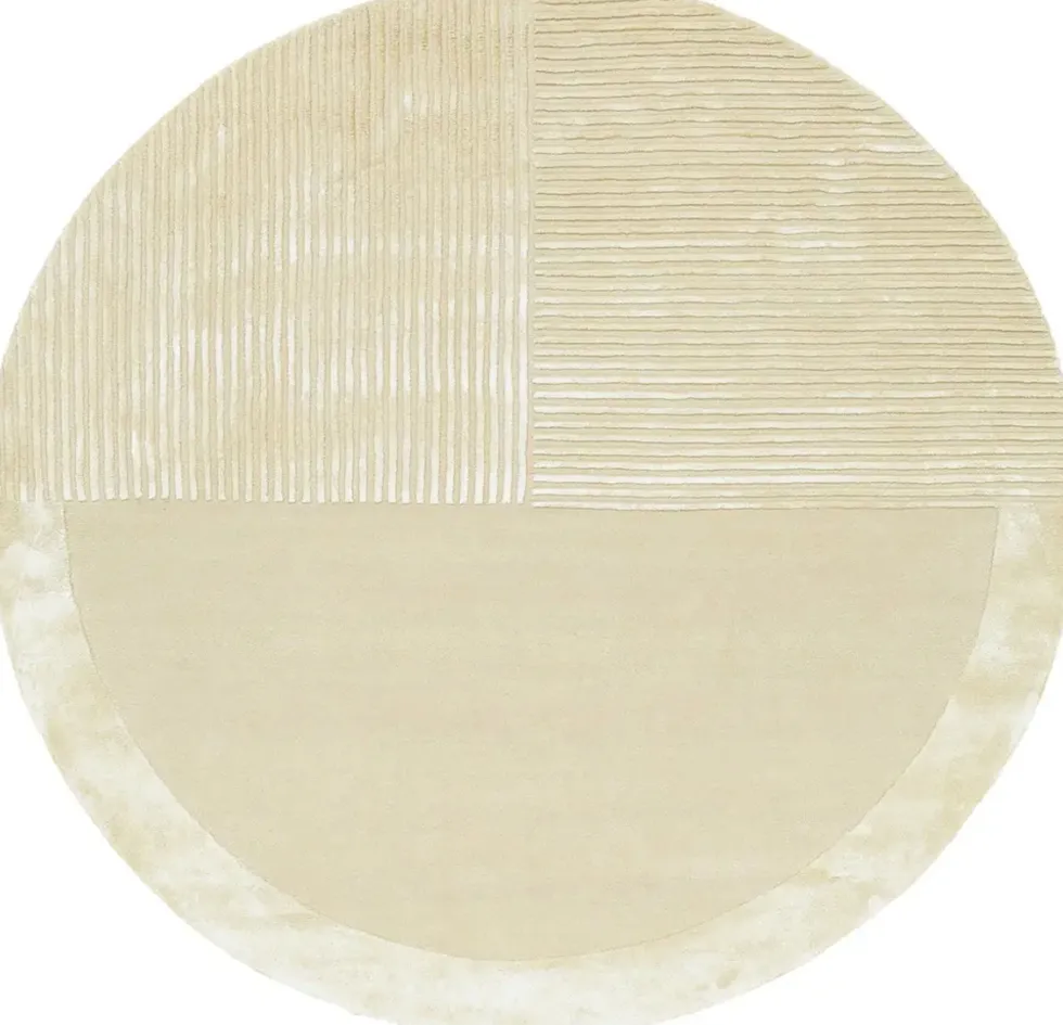 Tapis rond en laine et soie végétale blanc cassé 200cm Jess - Son-Tapis