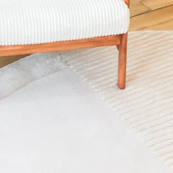 Tapis rond en laine et soie végétale blanc cassé 200cm Jess - Son-Tapis