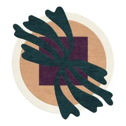 Tapis rond en laine imprimé feuille verte 250x280cm Vasco - Son-Tapis