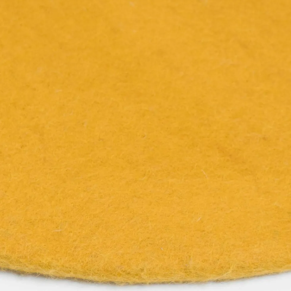 Tapis rond en laine moutarde 120 cm Klara - myfelt