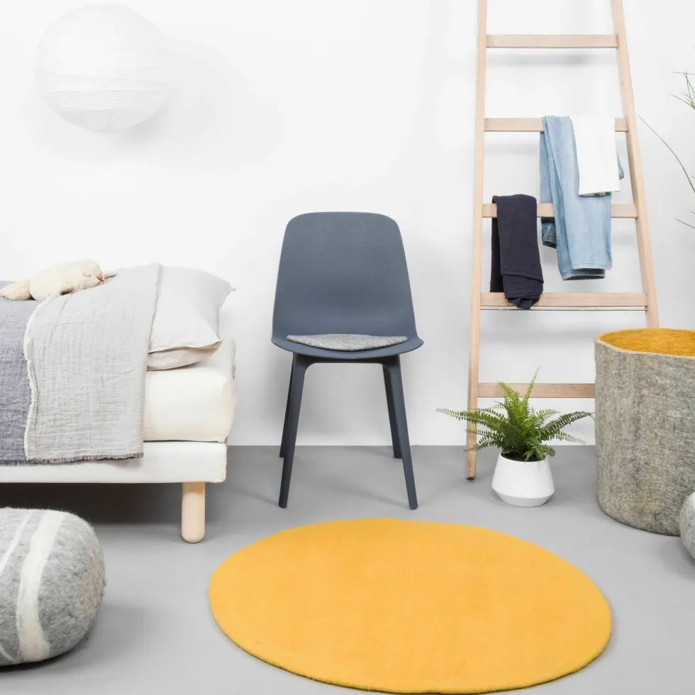 Tapis rond en laine moutarde 120 cm Klara - myfelt