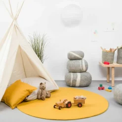 Tapis rond en laine moutarde 160 cm Klara - myfelt