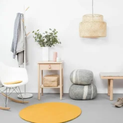 Tapis rond en laine moutarde 140 cm Klara - myfelt