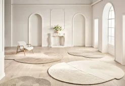 Tapis rond en laine naturelle beige 157x180 cm Split Zen - Bolia