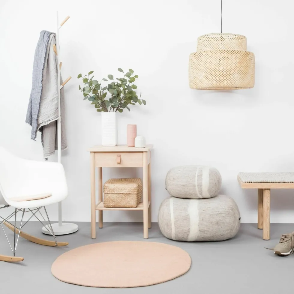 Tapis rond en laine rose 180 cm Merle - myfelt