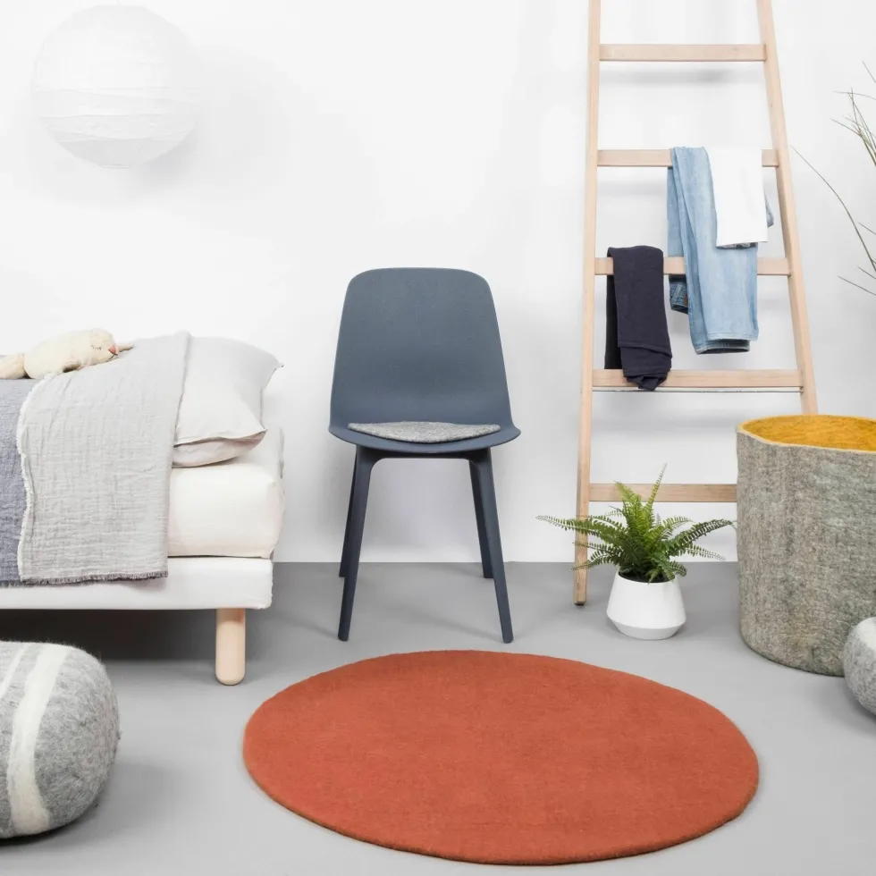 Tapis rond en laine rouge brique 120 cm Lora - myfelt