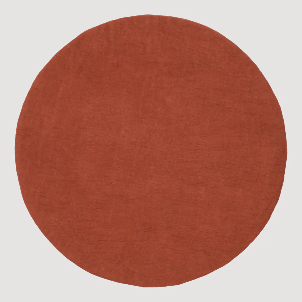 Tapis rond en laine rouge brique 120 cm Lora - myfelt