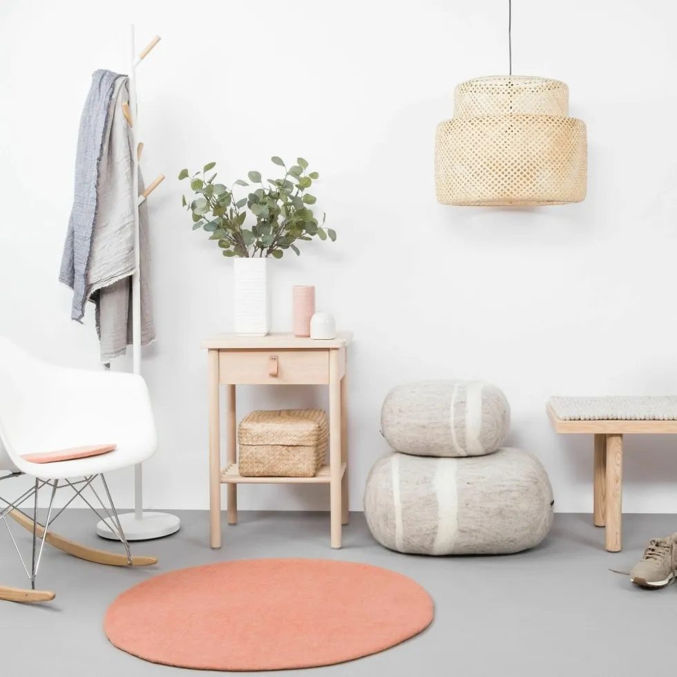 Tapis rond en laine saumon 70 cm Lea - myfelt