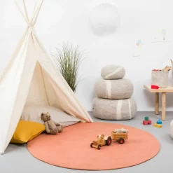 Tapis rond en laine saumon 200 cm Lea - myfelt
