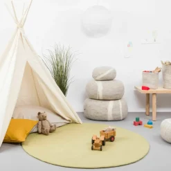 Tapis rond en laine vert clair 160 cm Pitt - myfelt