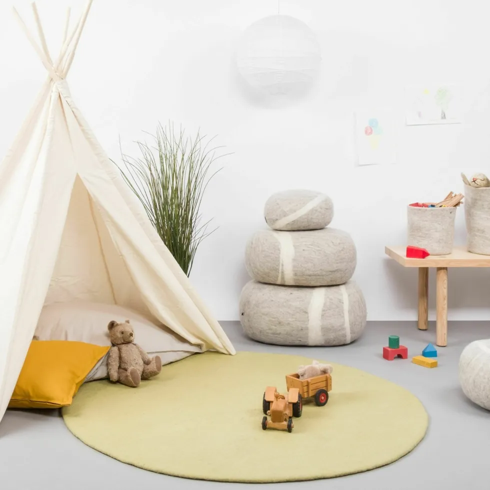 Tapis rond en laine vert clair 300 cm Pitt - myfelt