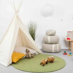 Tapis rond en laine vert 70 cm Kaspar - myfelt
