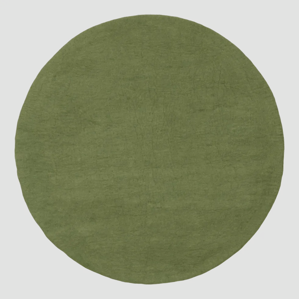 Tapis rond en laine vert 70 cm Kaspar - myfelt