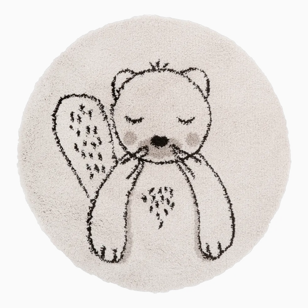 Tapis rond pour bébé en polypropylène motif castor 120 cm Janus - Nattiot