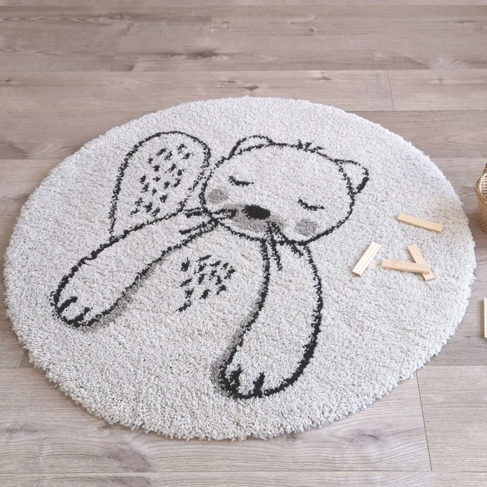 Tapis rond pour bébé en polypropylène motif castor 120 cm Janus - Nattiot