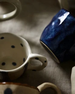 Tasse à café avec anse en céramique beige bleu 200ml Gogi Atelier Forma - Nordal