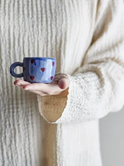 Tasse à espresso en grès bleu coeur Nini - Bloomingville