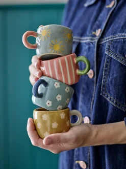 Tasse à espresso en grès marron fleurs Nini - Bloomingville