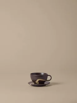 Tasse et dessous de tasse en grès marron 13,5x11x7,5cm Koyo - Ferm living