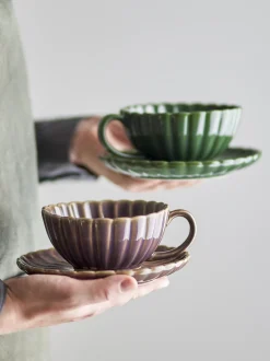 Tasse Latina avec soucoupe Grès mauve - Bloomingville