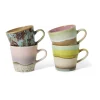 4 Tasses americano en céramiques 11,5x8,5x8cm Vaisselle 70's - HKLiving