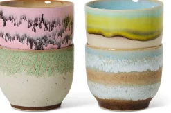 4 Tasses café en céramique 8x8x7cm Vaisselle 70's - HKLiving