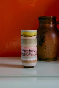 4 Tasses café en céramique 8x8x7cm Vaisselle 70's - HKLiving