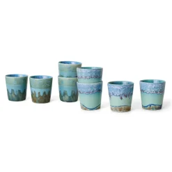 2 Tasses à café en grès bleu Van Gogh 7,5x8cm 230ml Vaisselle 70s - HKLiving