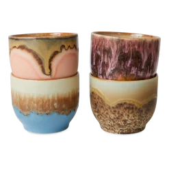 4 Tasses à café en grès 8x7cm Lagoon - HKLIVING