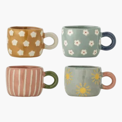 4 tasses en grès multicolore 7,5x5,5cm Nini - Bloomingville