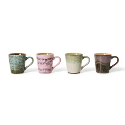 4 tasses à expresso en céramique 8x5,8x6,2cm 70's ceramics - HKliving