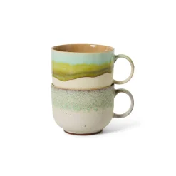 2 tasses à thé en céramique néo 14,2x10,4x8,3cm 70's ceramics - HKliving