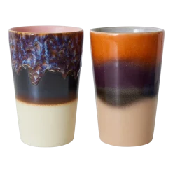 2 Tasses à thé en grès crépuscule 8,7 x 8,7 x 13,5 cm Vaisselle 70's - HKliving