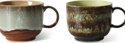 Tasses à thé en grès vert marron Odyssey - HKLIVING