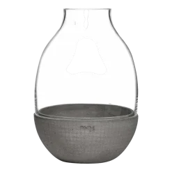 Terrarium Eden transparent avec base en béton moulé - Nude Glass